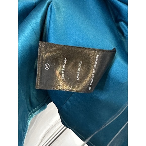 Bebe Corset Crop Top Women Size 4 Blue Velvet‎ Satin Ribbon Tie Up Y2K - Picture 12 of 16